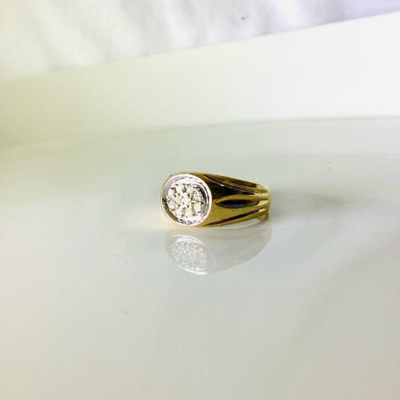 10K Gold & Diamonds Men Cluster Ring - Picture 12 of 13